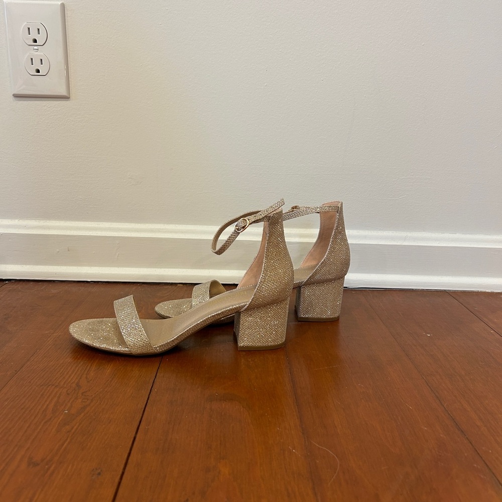 Dream Pairs Glitter Block Low Heels dressy shoes sandals  - Gold